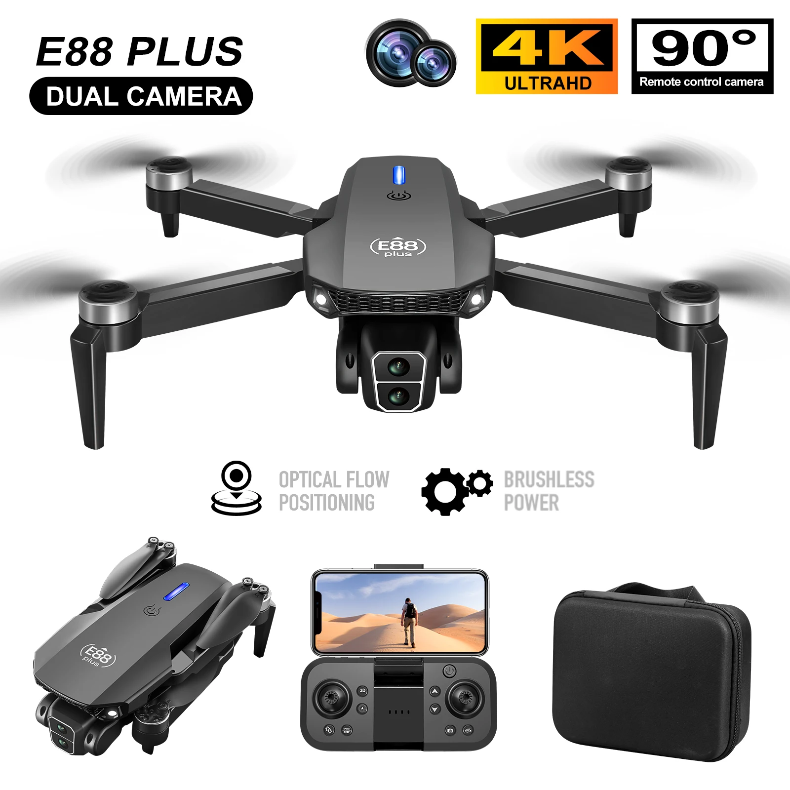 Drone Lidar - Drone Quadcopter E88 Plus baru: 90